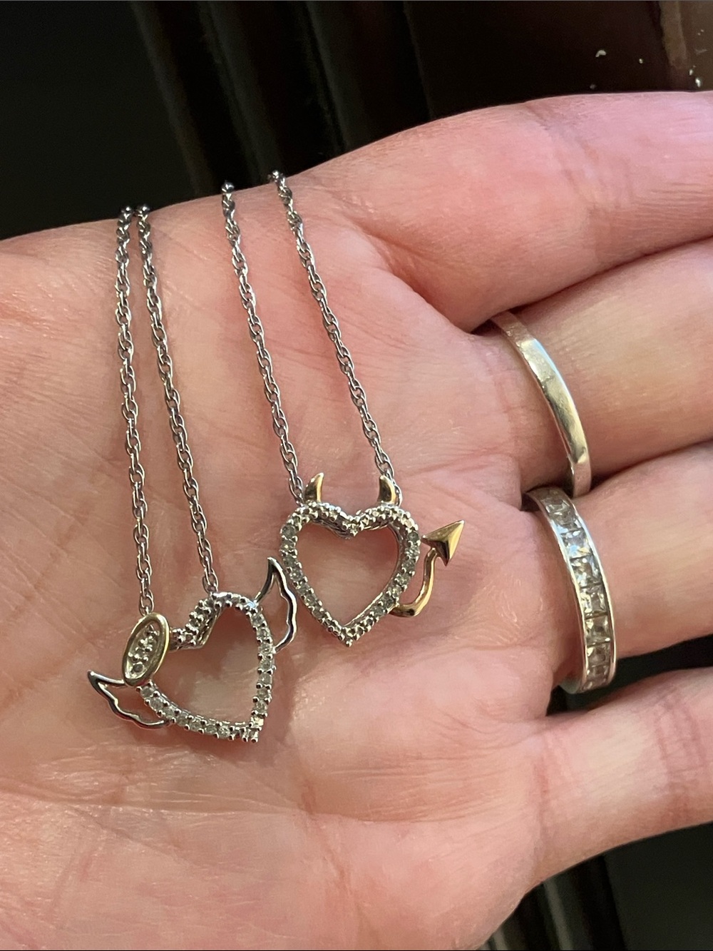 1 Angel 😇 + 1 Devil 😈 = A pair of Genuine Diamond necklaces